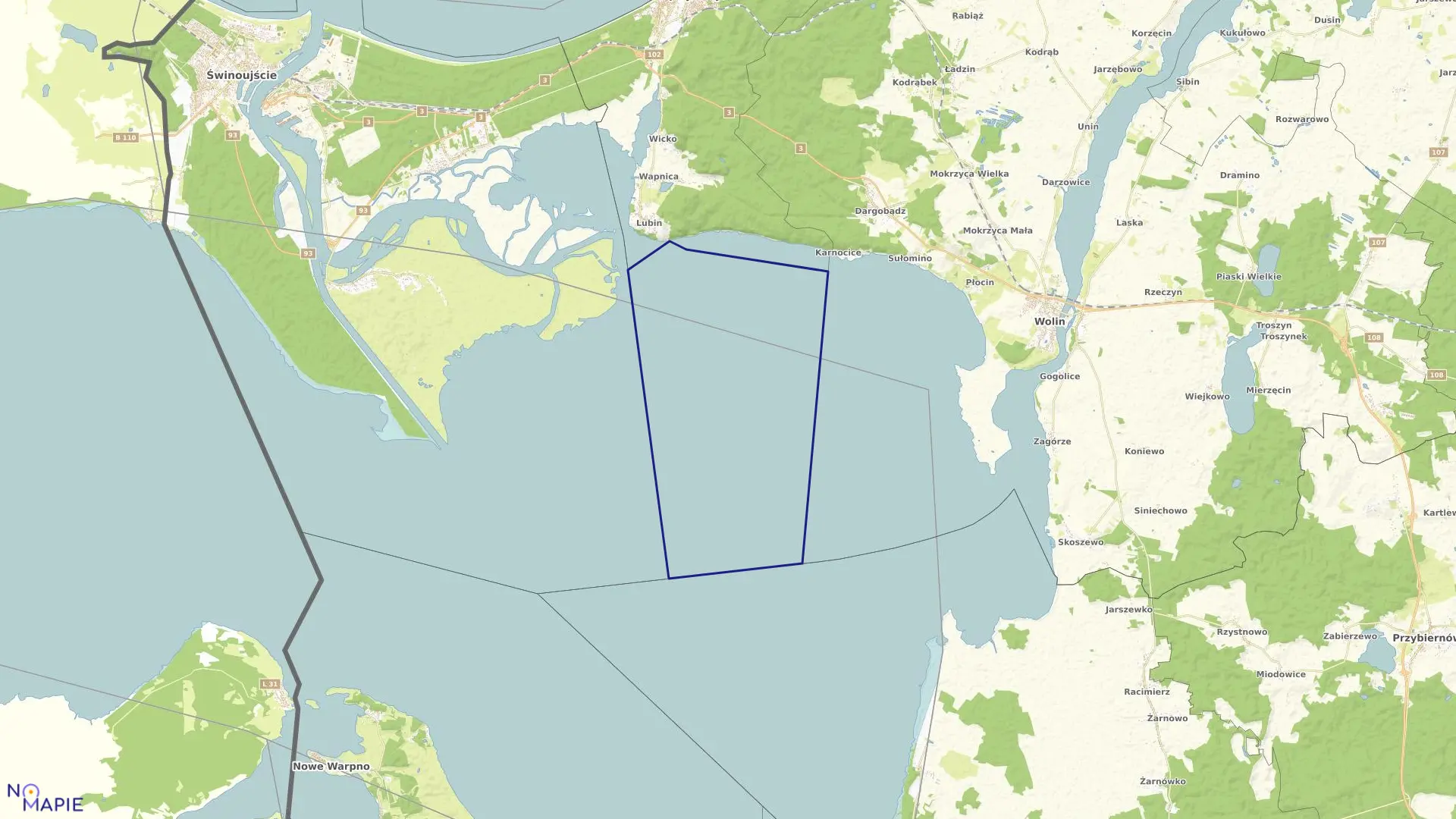 Mapa obrębu Zalew 27 w gminie Międzyzdroje